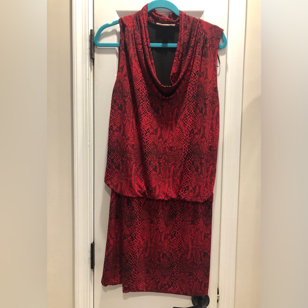 Michael Kors Red and Black Animal Print Dress